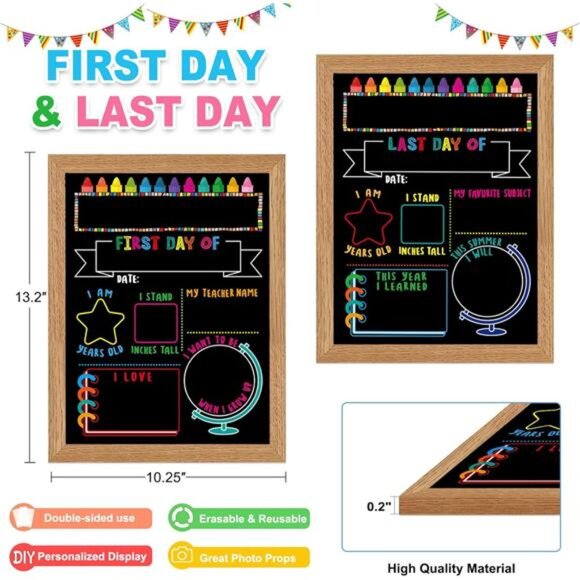 Kids WhatSign First Day of School Wood Board 10.3" X 13.2"  Sign for‎ Girls Boy - Picture 5 of 6